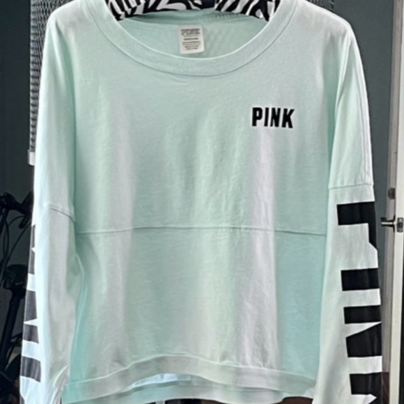 SOLD Victoria's Secret PINK Cropped Top Mint Green Long Sleeve Size Small. - Picture 4 of 12